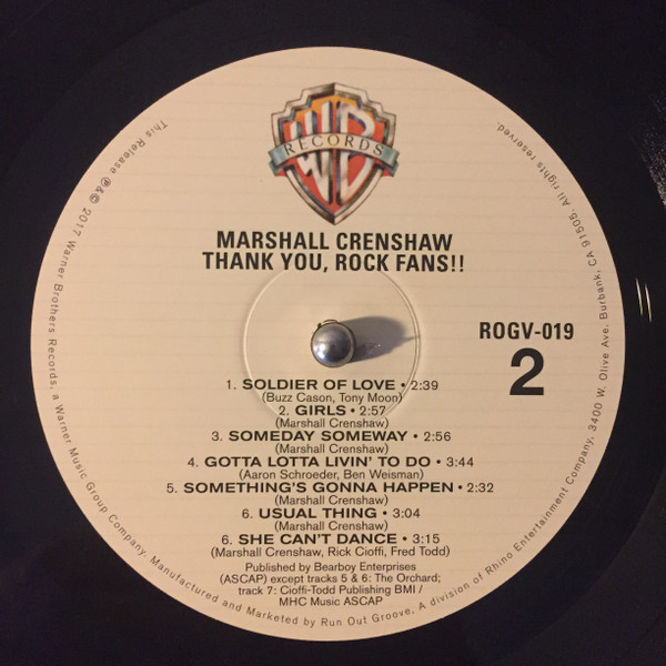 Marshall Crenshaw - Thank You, Rock Fans!! | Warner Bros. Records (ROGV-019) - 4