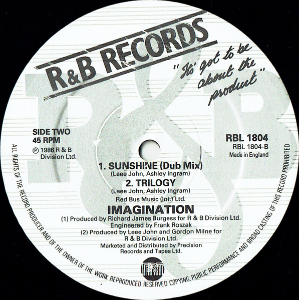 Imagination - Sunshine / Streetmix | R & B Records (RBL 1804) - 4 Imagination - Sunshine / Streetmix | R & B Records (RBL 1804) - 4
