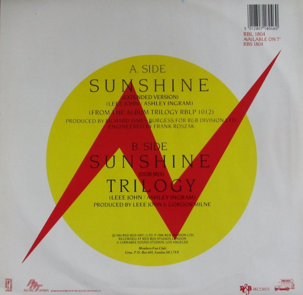 Imagination - Sunshine / Streetmix | R & B Records (RBL 1804) - 2 Imagination - Sunshine / Streetmix | R & B Records (RBL 1804) - 2