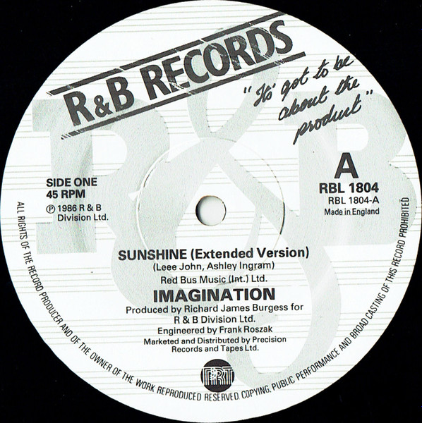 Imagination - Sunshine / Streetmix | R & B Records (RBL 1804) - 3 Imagination - Sunshine / Streetmix | R & B Records (RBL 1804) - 3