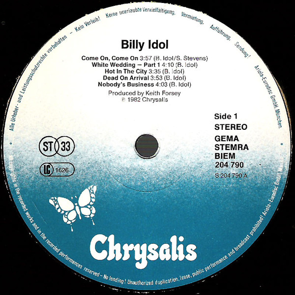Billy Idol - Billy Idol | Chrysalis (204 790) - 3