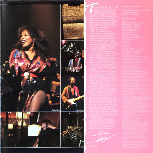 Rufus & Chaka Khan - Live - Stompin' At The Savoy | Warner Bros. Records (92-3679-1) - 3