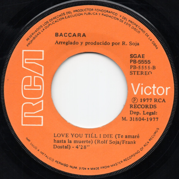 Baccara - Sorry, I'm A Lady | RCA Victor (PB-5555) - 4