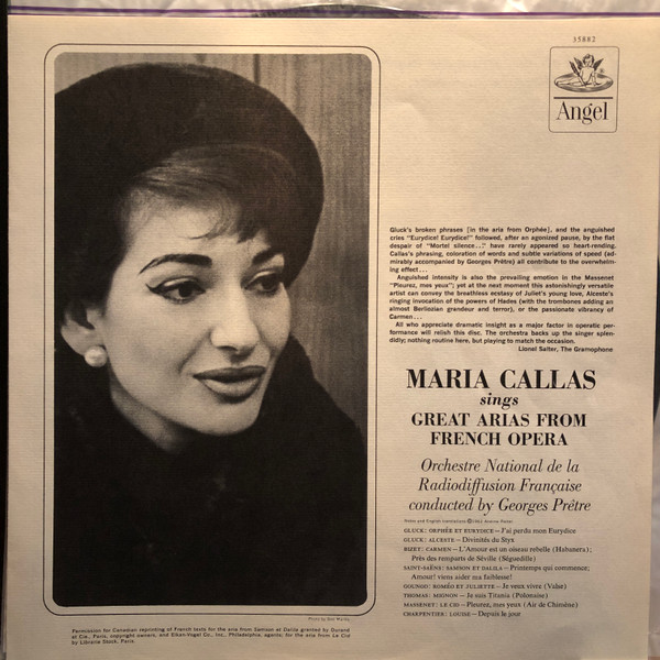 Maria Callas , Orchestre National De France Conducted By Georges Prêtre - Maria Callas Sings Great Arias From French Operas | Angel Records (35882) - 3