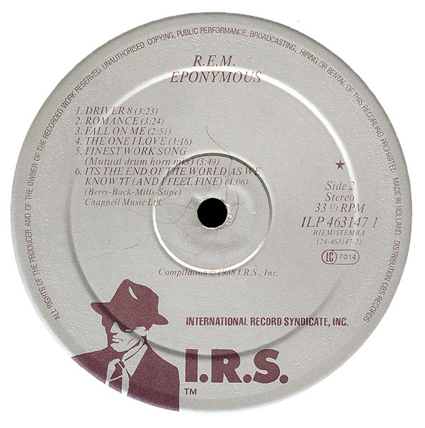 R.E.M. - Eponymous | I.R.S. Records (ILP 463147 1) - 4