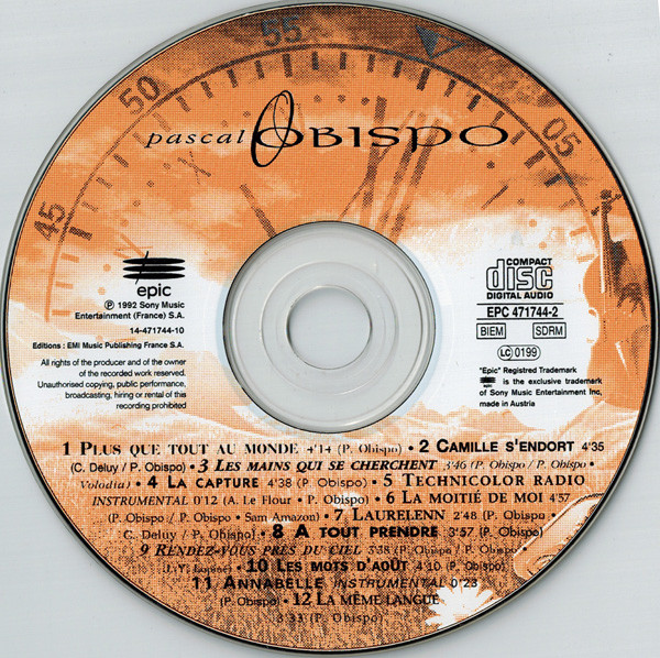 Pascal Obispo - Plus Que Tout Au Monde | Epic (EPC 471744-2) - 3