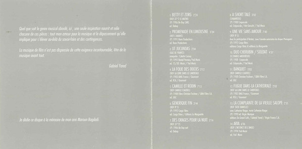 Gabriel Yared - Gabriel Yared (Extraits de:) | Virgin (72438 39483 2 1) - 3 Gabriel Yared - Gabriel Yared (Extraits de:) | Virgin (72438 39483 2 1) - 3