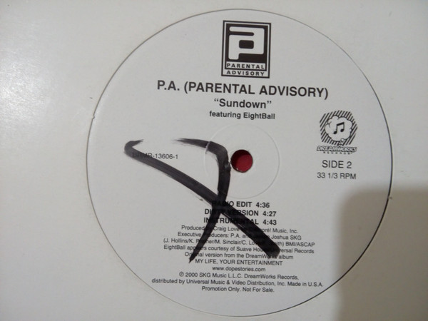 Parental Advisory - Just Like That / Sundown | DreamWorks Records (DRMR-13606-1) - 2