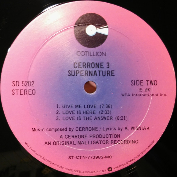 Cerrone - Cerrone 3 - Supernature | Cotillion (SD 5202) - 4 Cerrone - Cerrone 3 - Supernature | Cotillion (SD 5202) - 4