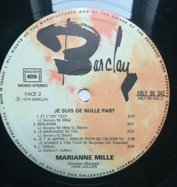Marianne Mille - Je Suis De Nulle Part | Barclay (80.542) - 4