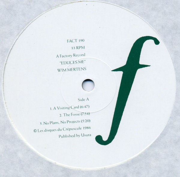 Wim Mertens - Educes Me | Factory (FACT 190) - 3