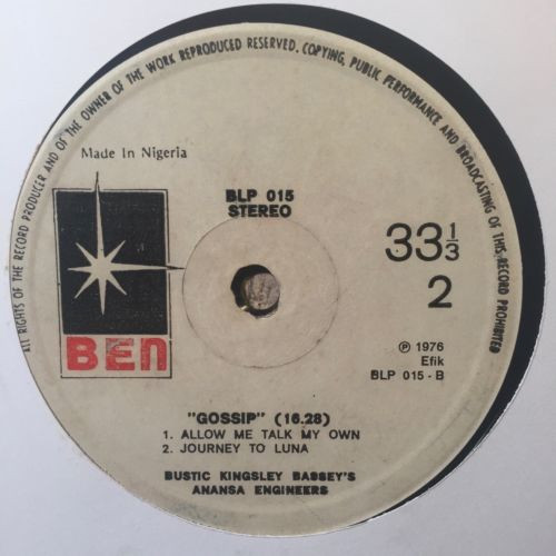 Burstic Kingsley Bassey & His Professional Pioneers Dance Band - Gossip | Ben (BLP 015) - 4