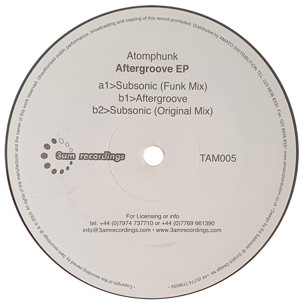 Atomphunk - Aftergroove EP | 3am Recordings (TAM005) - 4