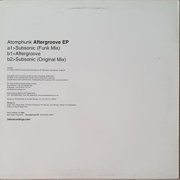 Atomphunk - Aftergroove EP | 3am Recordings (TAM005) - 2