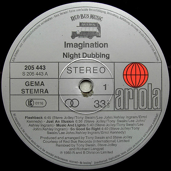 Imagination - Night Dubbing | Ariola (205 443) - 3 Imagination - Night Dubbing | Ariola (205 443) - 3