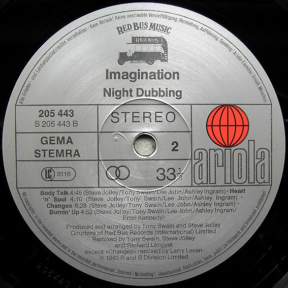 Imagination - Night Dubbing | Ariola (205 443) - 4 Imagination - Night Dubbing | Ariola (205 443) - 4