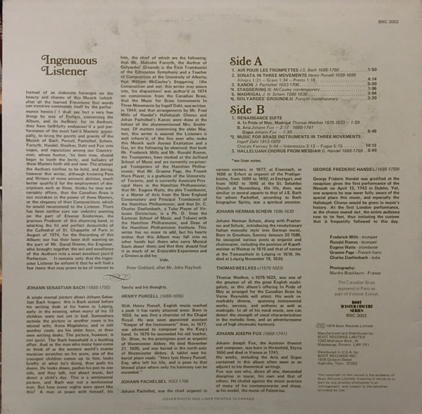 The Canadian Brass - Canadian Brass In Paris | Boot Records (BMC-3003) - 2