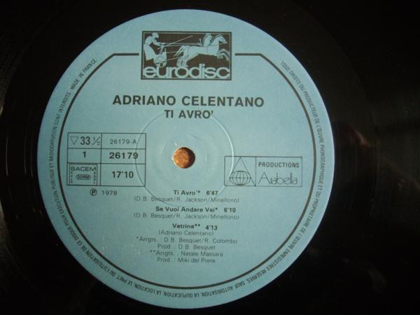 Adriano Celentano - Ti Avrò | Eurodisc (913 216) - 3