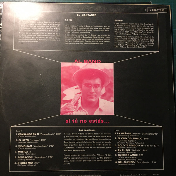 Al Bano Carrisi - Si Tú No Estás... | Odeon (1 J 062-17.235) - 2