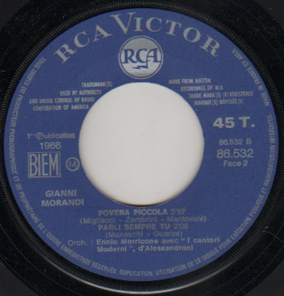 Gianni Morandi - Notte Di Ferragosto / Il Ragazzo Del Muro Della Morte / Povera Piccola / Parli Sempre Tu | RCA Victor (86.532) - 4