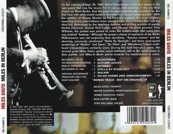 Miles Davis - Miles In Berlin | Columbia (COL 519507 2) - 2 Miles Davis - Miles In Berlin | Columbia (COL 519507 2) - 2