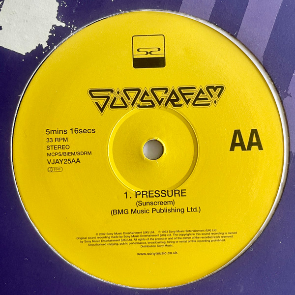 Sunscreem - Perfect Motion / Pressure | Vinyl Junkie (VJAY25) - 2