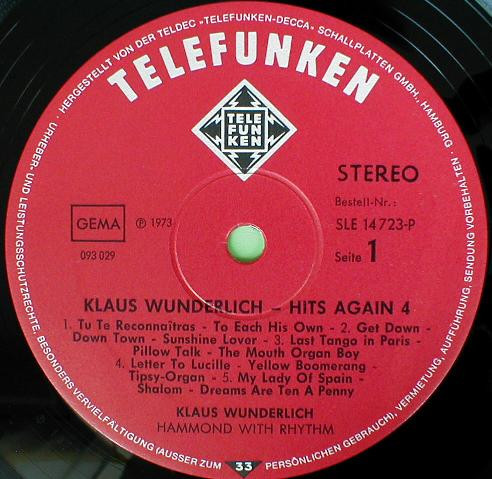 Klaus Wunderlich - Hits Again 4 | Telefunken (SLE 14 723-P) - 3 Klaus Wunderlich - Hits Again 4 | Telefunken (SLE 14 723-P) - 3