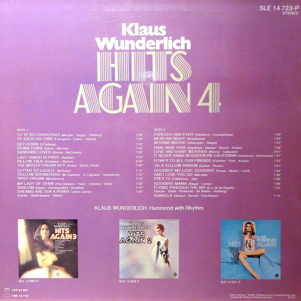 Klaus Wunderlich - Hits Again 4 | Telefunken (SLE 14 723-P) - 2 Klaus Wunderlich - Hits Again 4 | Telefunken (SLE 14 723-P) - 2
