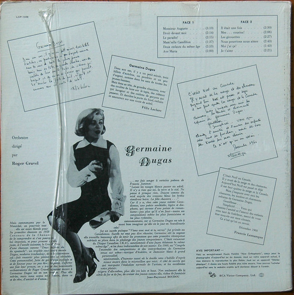 Germaine Dugas - Germaine Dugas | RCA Victor (LCP-1038) - 2 Germaine Dugas - Germaine Dugas | RCA Victor (LCP-1038) - 2