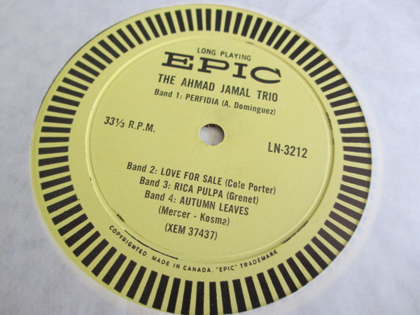 Ahmad Jamal Trio - The Ahmad Jamal Trio | Epic (LN-3212) - 2