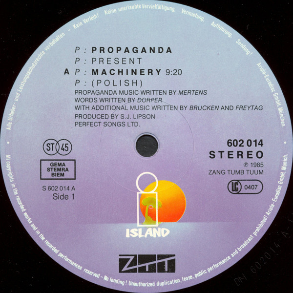 Propaganda - p: Machinery (Polish) | Island Records (602 014-213) - 3