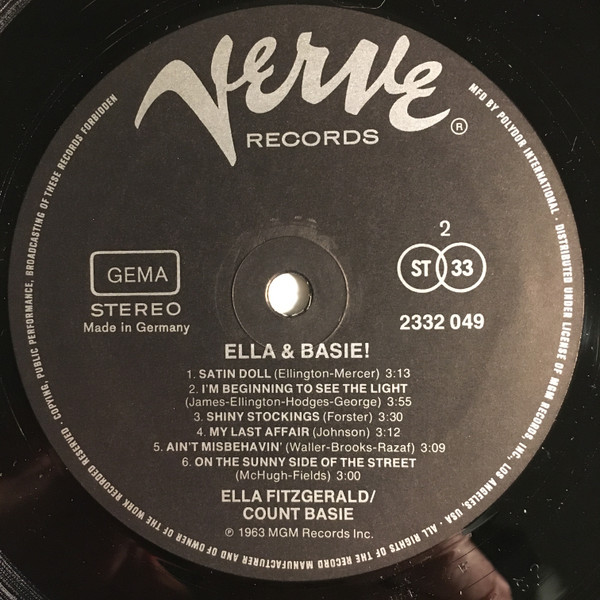 Ella Fitzgerald With Count Basie Orchestra - Ella And Basie! | Verve Records (2332 049) - 3