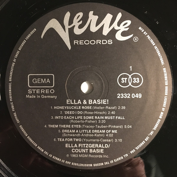 Ella Fitzgerald With Count Basie Orchestra - Ella And Basie! | Verve Records (2332 049) - 2