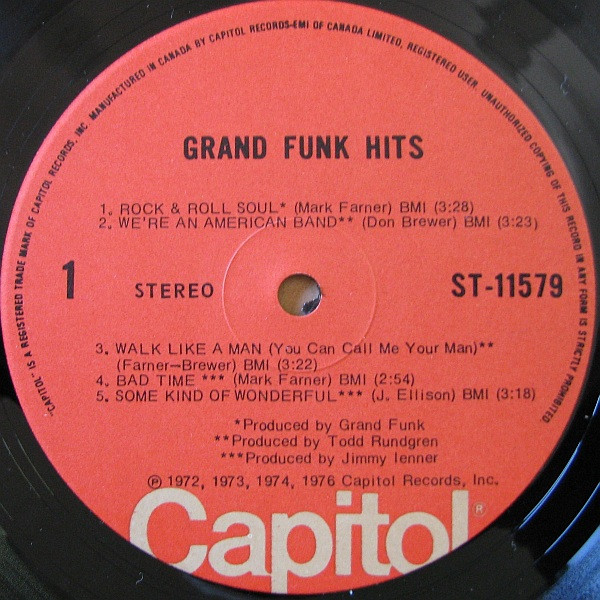 Grand Funk Railroad - Grand Funk Hits | Capitol Records (ST-11579) - 3