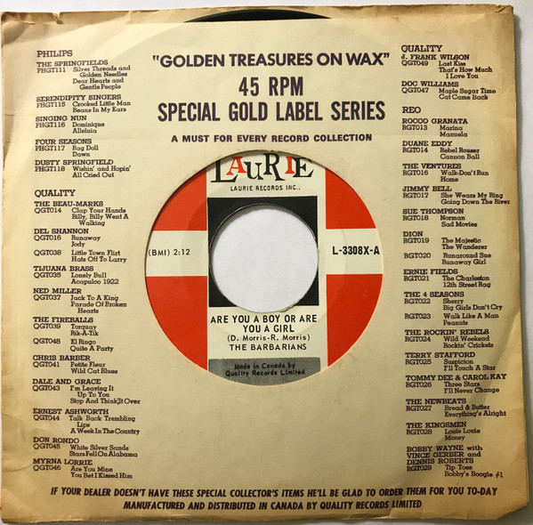 The Barbarians - Are You A Boy Or Are You A Girl | Laurie Records (L-3308X) - 3 The Barbarians - Are You A Boy Or Are You A Girl | Laurie Records (L-3308X) - 3