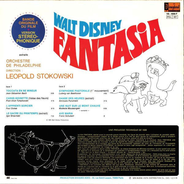 The Philadelphia Orchestra Direction Leopold Stokowski - Walt Disney - Fantasia (Extraits) | Disneyland (VS - 4000 F) - 2