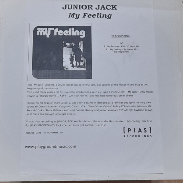 Junior Jack - My Feeling | [PIAS] Recordings (PIASB 012 T) - main