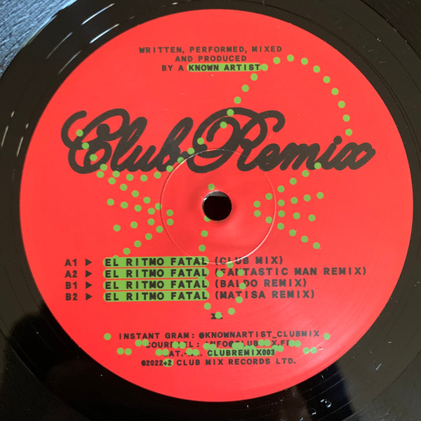 Known Artist - CLUBREMIX003 | Club Mix Records (CLUBREMIX003) - main