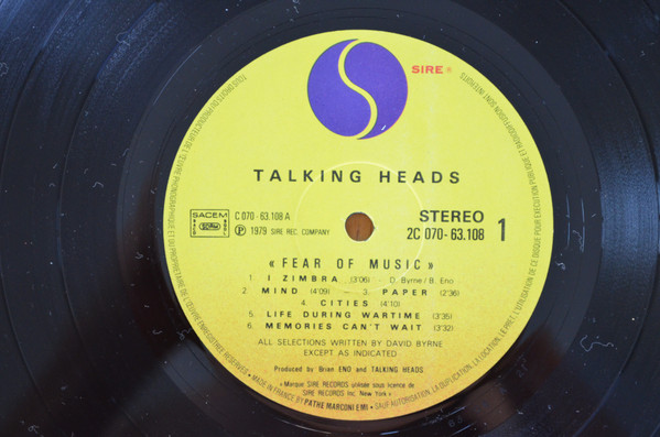 Talking Heads - Fear Of Music | Sire (2C 070 63108) - 3 Talking Heads - Fear Of Music | Sire (2C 070 63108) - 3