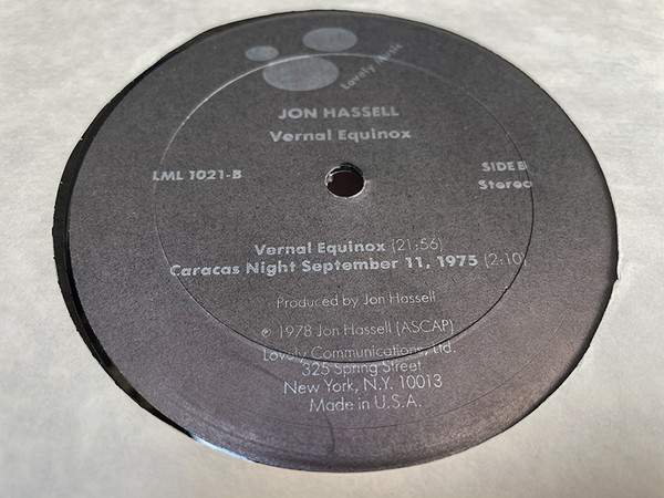 Jon Hassell - Vernal Equinox | Lovely Music, Ltd. (LML 1021) - 4 Jon Hassell - Vernal Equinox | Lovely Music, Ltd. (LML 1021) - 4