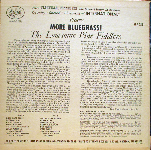 The Lonesome Pine Fiddlers - More Bluegrass! | Starday Records (SLP 222) - 2 The Lonesome Pine Fiddlers - More Bluegrass! | Starday Records (SLP 222) - 2