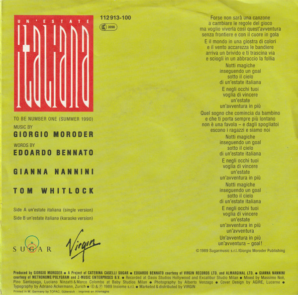 Edoardo Bennato - Gianna Nannini - Un'Estate Italiana | Virgin (112 913) - 2
