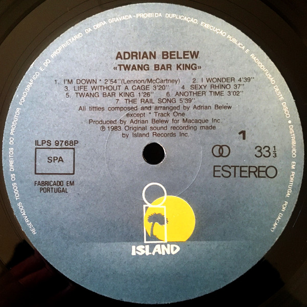 Adrian Belew - Twang Bar King | Island Records (ILPS 9768P) - 3