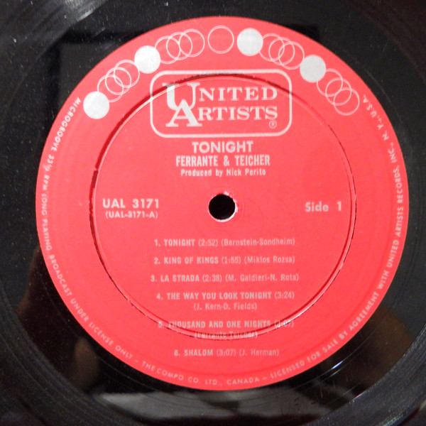 Ferrante & Teicher - Tonight | United Artists Records (UAL 3171) - 3
