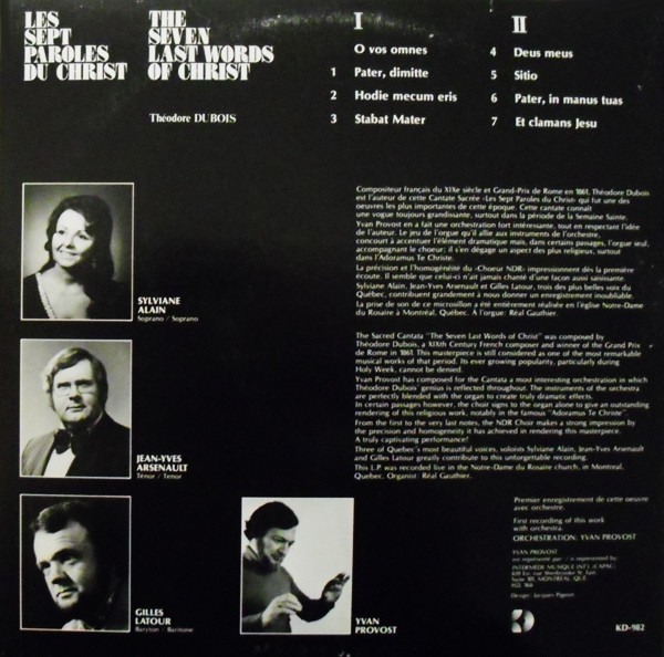 Théodore Dubois Conductor Yvan Provost - Les Sept Paroles Du Christ = The Seven Last Words Of Christ | Kébec-Disc (KD-982) - 2 Théodore Dubois Conductor Yvan Provost - Les Sept Paroles Du Christ = The Seven Last Words Of Christ | Kébec-Disc (KD-982) - 2