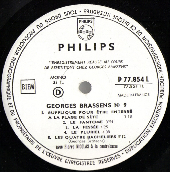 Georges Brassens - IX | Philips (P 77.854 L) - 3