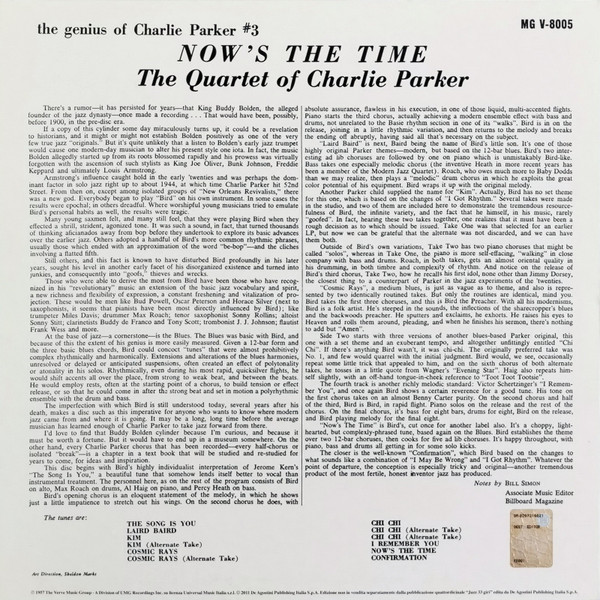 The Charlie Parker Quartet - Now's The Time | Verve Records (MGV-8005) - 2