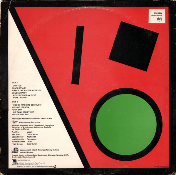 Split Enz - True Colours | A&M Records (2PSP-4822) - 2 Split Enz - True Colours | A&M Records (2PSP-4822) - 2