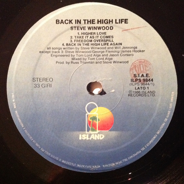 Steve Winwood - Back In The High Life | Island Records (ILPS 9844) - 3