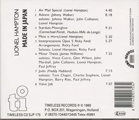 Lionel Hampton And His Orchestra - Made In Japan | Timeless Records (CD SJP 175) - 2
